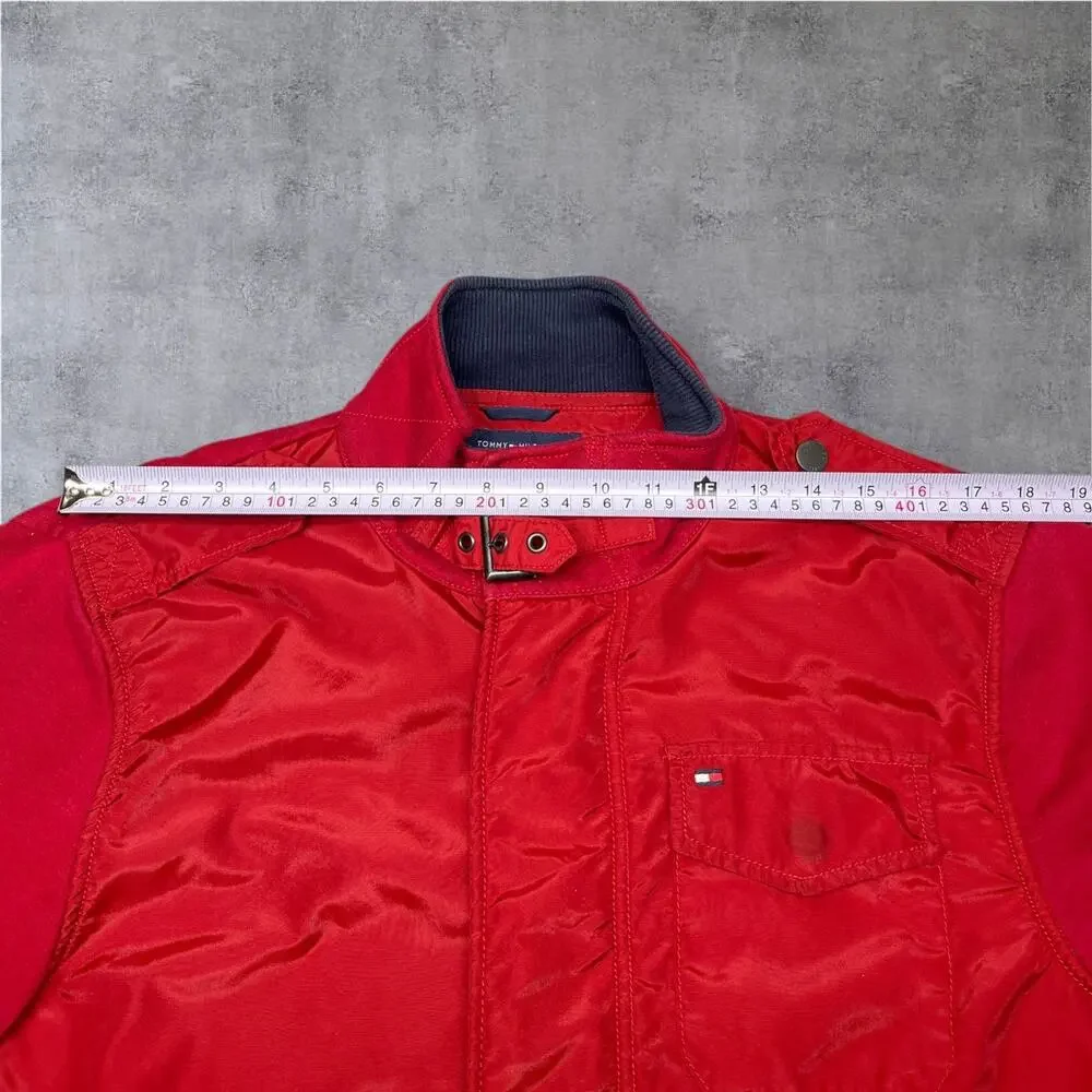 Vintage Tommy Hilfiger Men’s L Corduroy Collar Fleece Lined Red Windbreaker Y2K
